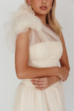 Let's Elope Bow Shoulder Midi Dress Butter -Cheap Dress Store CM5049H 20BUTTER 4