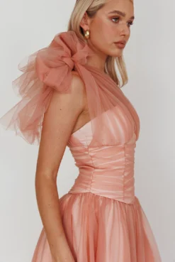 Let's Elope Bow Shoulder Midi Dress Lipstick -Cheap Dress Store CM5049H 20LIPSTICK 4