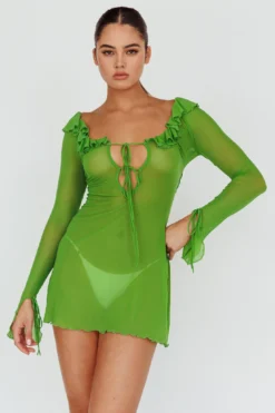 Sea Dreaming Ruffle Trim Mini Dress Lime 8 Sea Dreaming Ruffle Trim Mini Dress Lime -Cheap Dress Store CM5072H04 20LIME 2