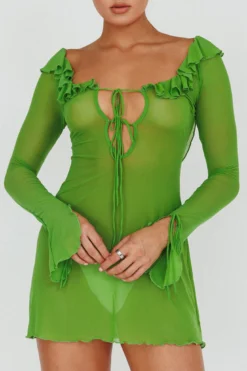 Sea Dreaming Ruffle Trim Mini Dress Lime 9 Sea Dreaming Ruffle Trim Mini Dress Lime -Cheap Dress Store CM5072H04 20LIME 4