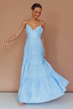 Main Attraction Cami Strap Maxi Dress Blue -Cheap Dress Store CM6029D 20BLUE 6