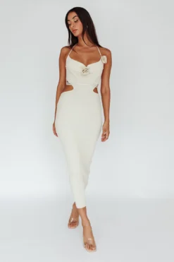 Rue Rose Accent Ribbed Knit Midi Dress Beige -Cheap Dress Store CM6047D 20BEIGE 2