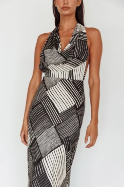 Kailie Halterneck Midi Dress Crosshatch Black 11 Kailie Halterneck Midi Dress Crosshatch Black -Cheap Dress Store CM6050H 20BLACK 4