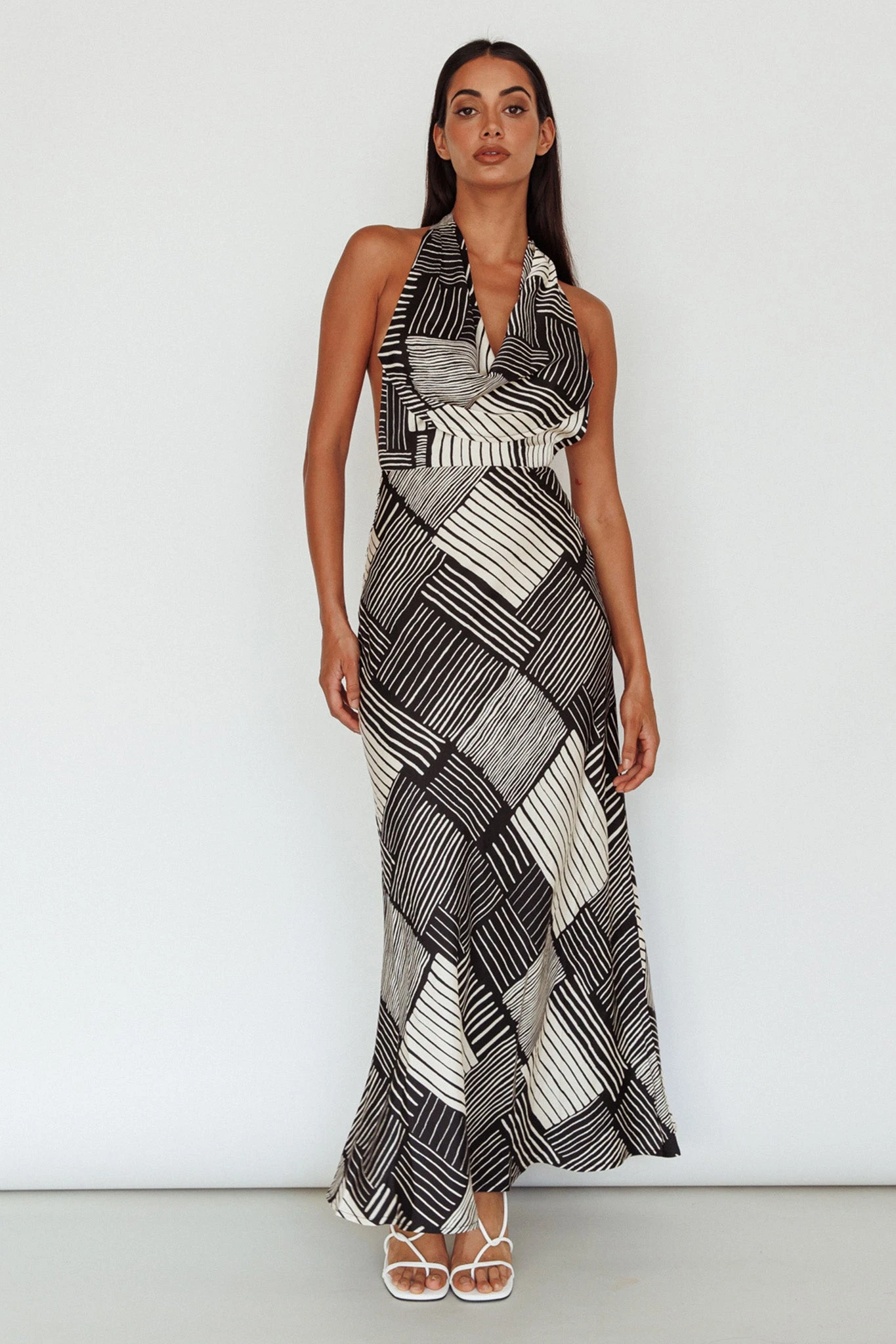 Kailie Halterneck Midi Dress Crosshatch Black 8 Kailie Halterneck Midi Dress Crosshatch Black - Image 8