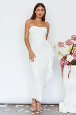 Sasha Cascade Ruffle Midi Dress White -Cheap Dress Store CM6058D 20WHITE 2