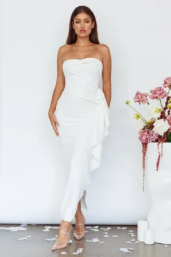 Sasha Cascade Ruffle Midi Dress White -Cheap Dress Store CM6058D 20WHITE 5