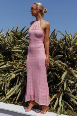 Bermuda Shores Crochet Maxi Dress Pink -Cheap Dress Store CM6059D 20PINK 2