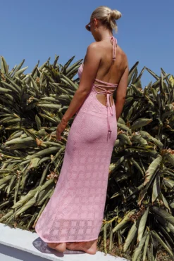 Bermuda Shores Crochet Maxi Dress Pink -Cheap Dress Store CM6059D 20PINK 7