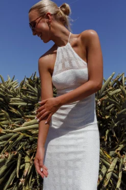 Bermuda Shores Crochet Maxi Dress White 11 Bermuda Shores Crochet Maxi Dress White -Cheap Dress Store CM6059D 20WHITE 4