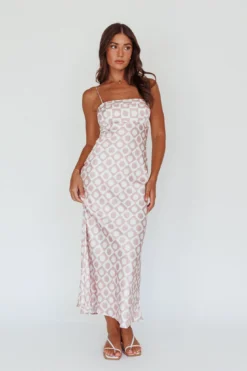 Lane Cove Cami Strap Maxi Dress Print Mocha