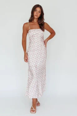 Lane Cove Cami Strap Maxi Dress Print Mocha -Cheap Dress Store CM6073D 20MOCHA 7