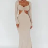 Vienna Long Sleeve Cut-Out Waist Maxi Dress Oat