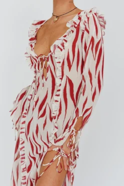 Oasis Moon Frill Trim Maxi Dress Printed Ruby 9 Oasis Moon Frill Trim Maxi Dress Printed Ruby -Cheap Dress Store CM6085D 20RUBY 4