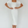 Valette Puff Sleeve Midi Dress White