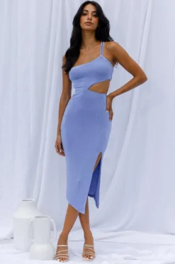 Cleopatra Asymmetrical Neckline Cut-Out Waist Side Split Midi Dress Blue 14 Cleopatra Asymmetrical Neckline Cut-Out Waist Side Split Midi Dress Blue -Cheap Dress Store EH0006DR01 20BLUE 7