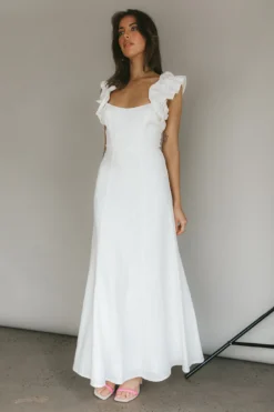 Bronte Ruffle Strap Midi Dress Cream -Cheap Dress Store KJ0071DS01 20CREAM 4