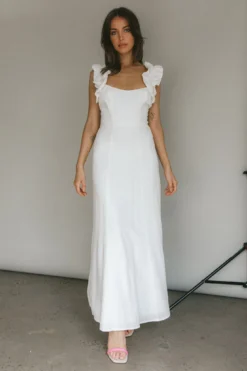 Bronte Ruffle Strap Midi Dress Cream -Cheap Dress Store KJ0071DS01 20CREAM 6