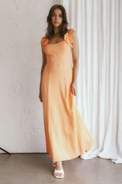Bronte Ruffle Strap Midi Dress Papaya 7 Bronte Ruffle Strap Midi Dress Papaya -Cheap Dress Store KJ0071DS01 20PAPAYA 2