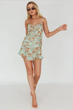 First Light Cami Strap Ruched Dress Floral Mint 7 First Light Cami Strap Ruched Dress Floral Mint -Cheap Dress Store KJ0170DC10 20MINT 2