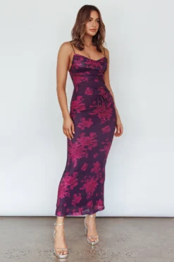 Teava Laced Waist Maxi Dress Floral Grape -Cheap Dress Store ME0196DM02 20GRAPE 2