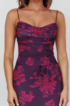 Teava Laced Waist Maxi Dress Floral Grape -Cheap Dress Store ME0196DM02 20GRAPE 4