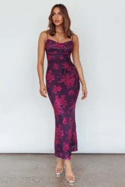 Teava Laced Waist Maxi Dress Floral Grape -Cheap Dress Store ME0196DM02 20GRAPE 6