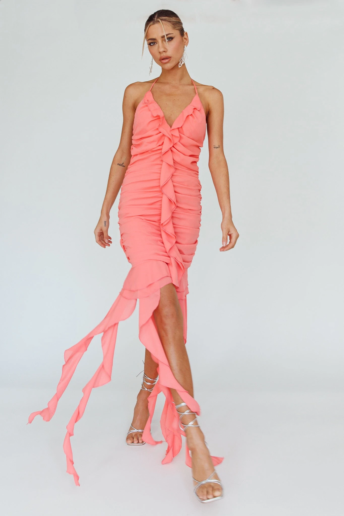 Get Obsessed Ruffle Trim Mini Dress Guava 1 Get Obsessed Ruffle Trim Mini Dress Guava