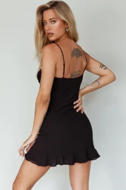 Sky Light Drawstring Bust Mini Dress Black -Cheap Dress Store SLCD11844 20BLACK 3
