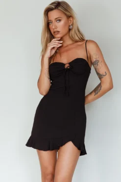 Sky Light Drawstring Bust Mini Dress Black -Cheap Dress Store SLCD11844 20BLACK 7