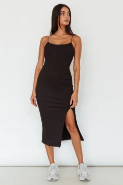 In My Element Split Midi Dress Black -Cheap Dress Store SLDD6679FO 20BLACK 4