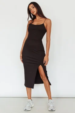 In My Element Split Midi Dress Black -Cheap Dress Store SLDD6679FO 20BLACK 7