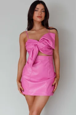 Dominika Faux Leather Mini Dress Pink