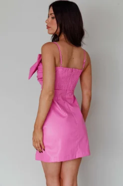 Dominika Faux Leather Mini Dress Pink -Cheap Dress Store SLGD4677 20PINK 8