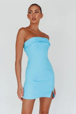 Jordi Foldover Neckline Mini Dress Aqua Blue -Cheap Dress Store SLH13762D 20AQUA 20BLUE 6