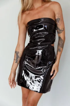Overpass Cut-Out Patent Mini Dress Black -Cheap Dress Store SLIM7015 20BLACK 4