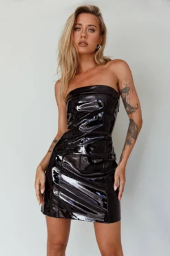 Overpass Cut-Out Patent Mini Dress Black -Cheap Dress Store SLIM7015 20BLACK 6