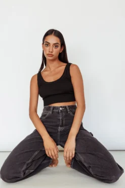 Drifting Ribbed Crop Top Black 8 Drifting Ribbed Crop Top Black -Cheap Dress Store SLIT457 20BLACK 2