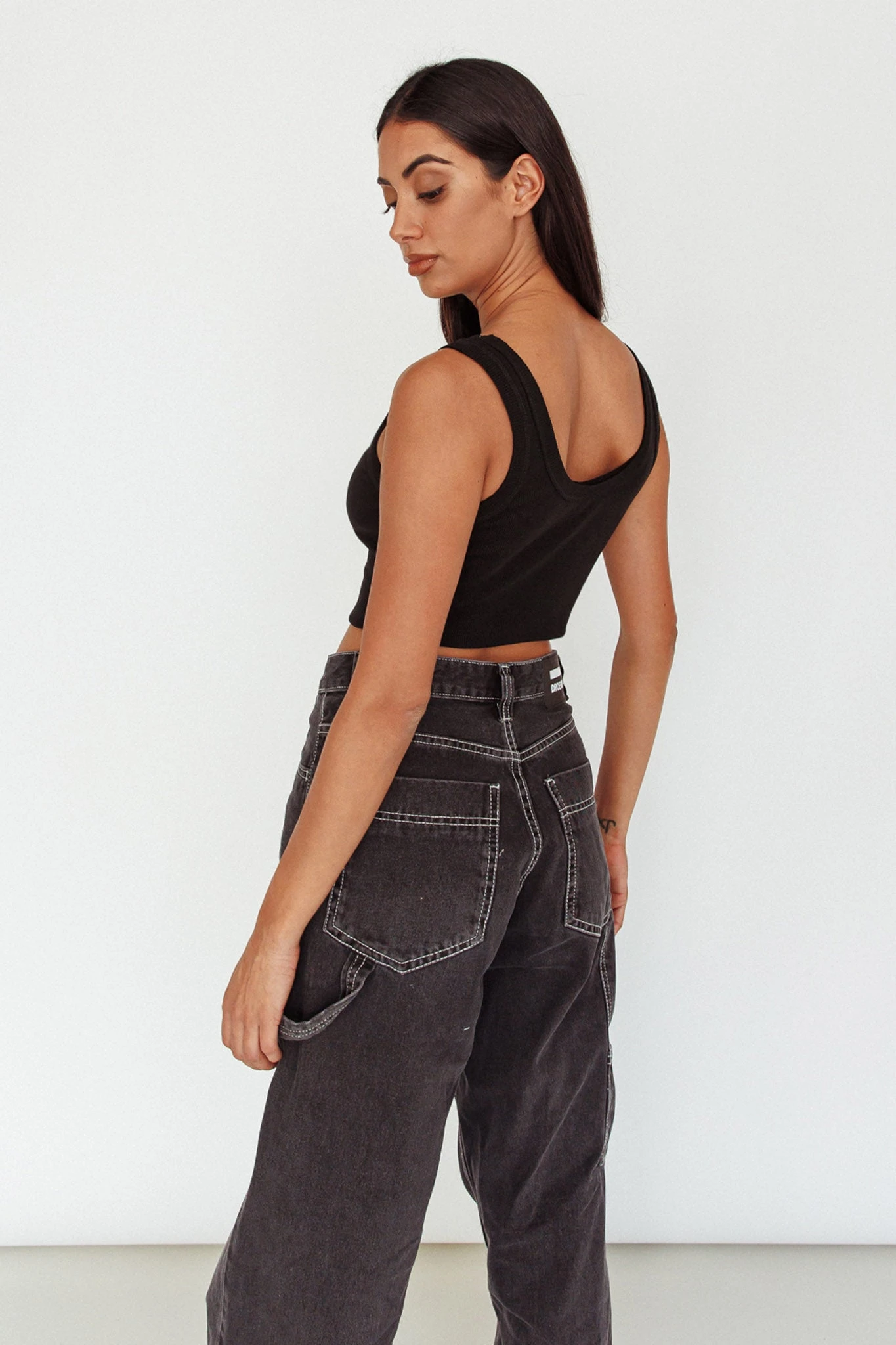 Drifting Ribbed Crop Top Black 2 Drifting Ribbed Crop Top Black - Image 2