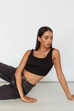 Drifting Ribbed Crop Top Black 10 Drifting Ribbed Crop Top Black -Cheap Dress Store SLIT457 20BLACK 5