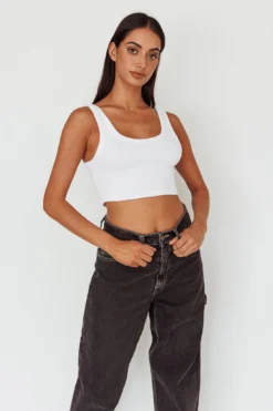 Drifting Ribbed Crop Top White -Cheap Dress Store SLIT457 20WHITE 6