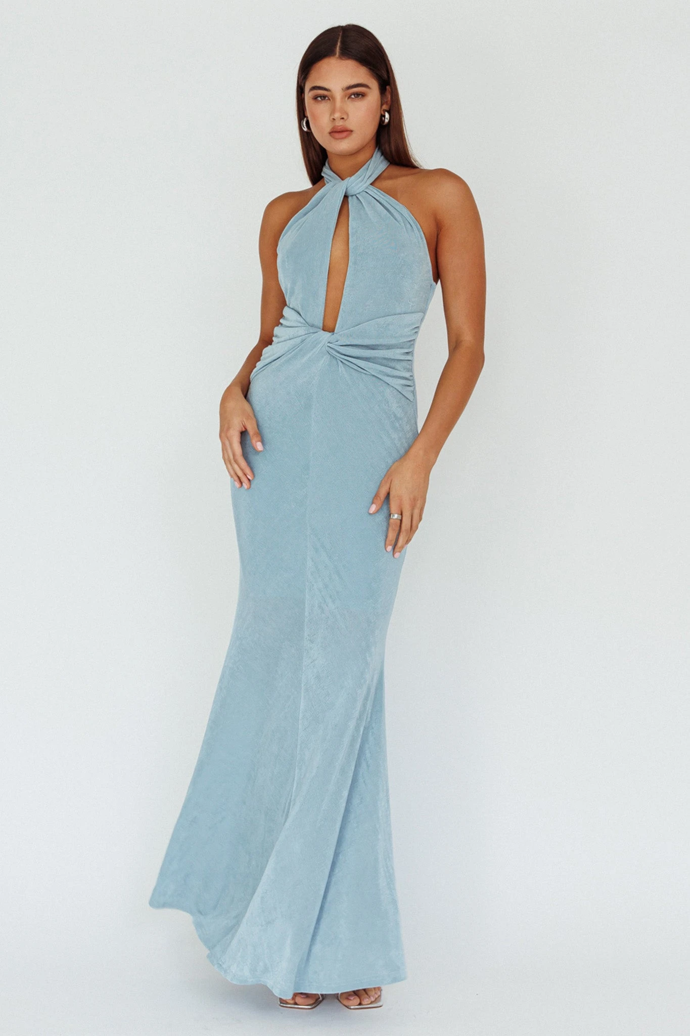 Ileana Twist Bodice Maxi Dress Light Blue 3 Ileana Twist Bodice Maxi Dress Light Blue - Image 3
