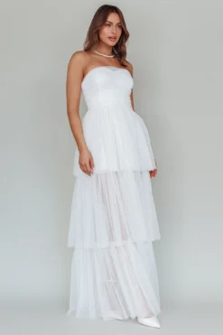 Haeven Tiered Strapless Maxi Dress White -Cheap Dress Store SLLD9660 20WHITE 6