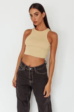 Bryn Racerback Crop Top Sand -Cheap Dress Store SLS1954 20SAND 2