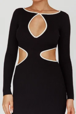 Jovie Keyhole Knit Midi Dress Black -Cheap Dress Store SLVID10588 20BLACK 4