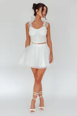 High Class Bow Shoulder Crop Top White -Cheap Dress Store SLWT60362 20OFF 20WHITE 2
