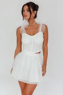 High Class Bow Shoulder Crop Top White -Cheap Dress Store SLWT60362 20OFF 20WHITE 5