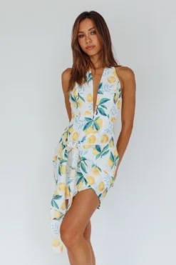 Euro Trip Halter Wrap Mini Dress Lemon -Cheap Dress Store SN0019J02 20LEMON 6