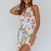 Euro Trip Halter Wrap Mini Dress Orange