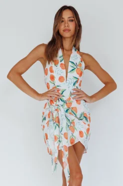 Euro Trip Halter Wrap Mini Dress Orange -Cheap Dress Store SN0019J02 20ORANGE 6