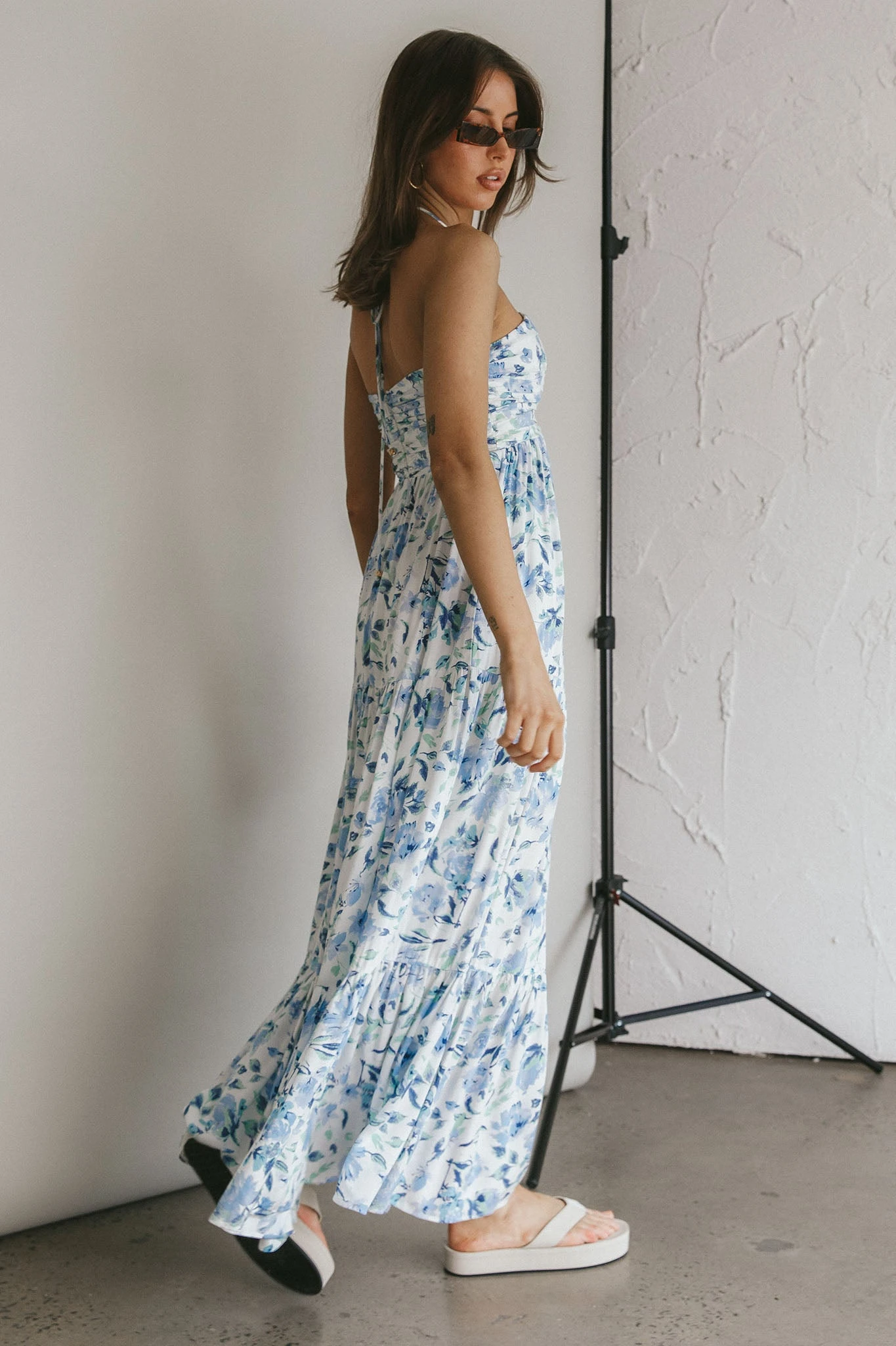 Asiah Halterneck Maxi Dress Floral Blue 2 Asiah Halterneck Maxi Dress Floral Blue - Image 2